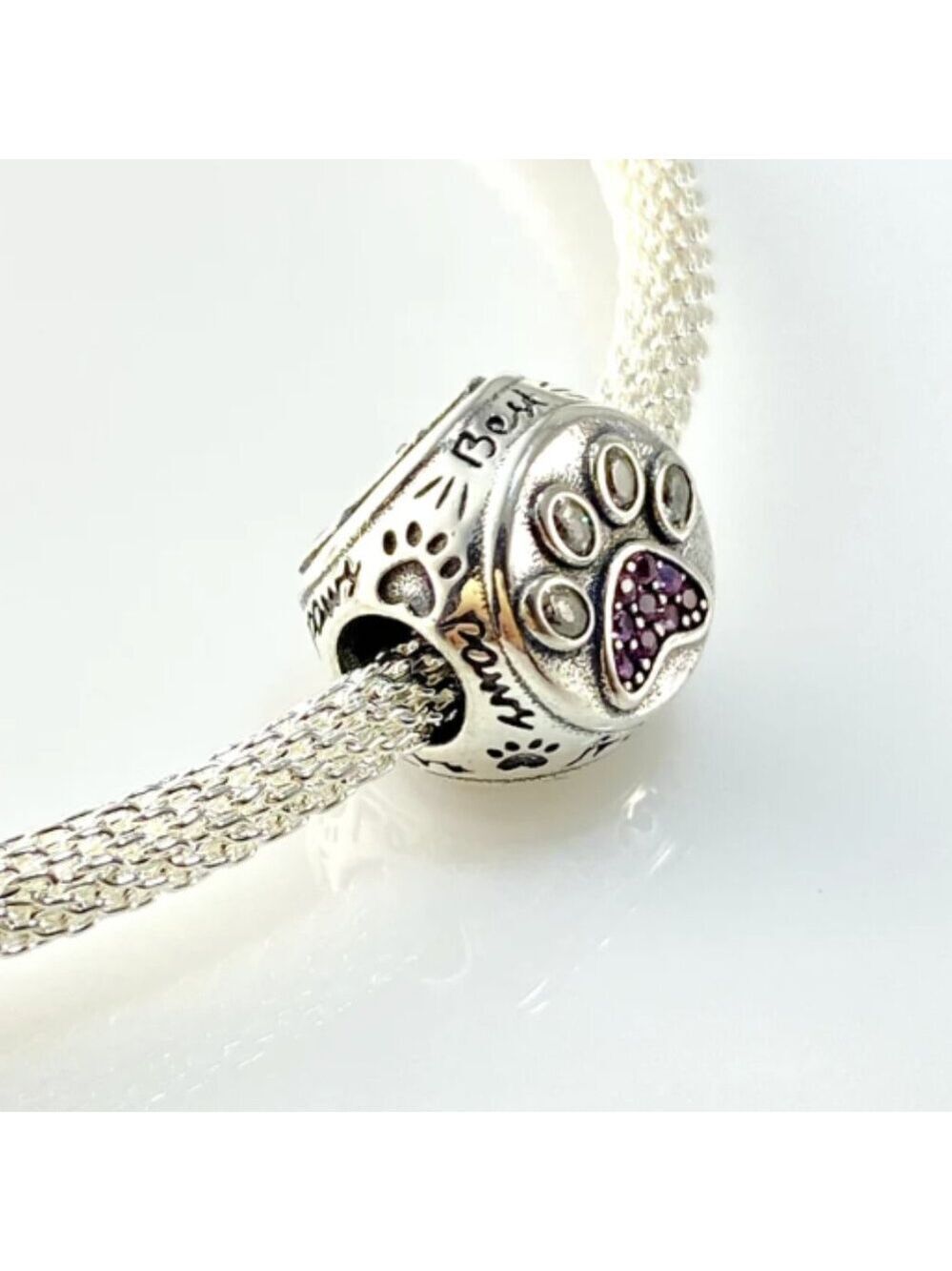 Triangular Dog Bone Paw Heart Charm - Picture 3 of 4